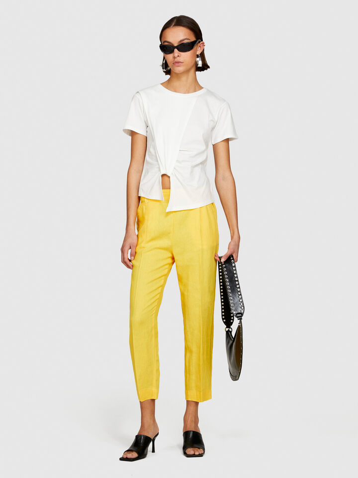 100% linen joggers - women's joggers - Yellow | Sisley image number 1